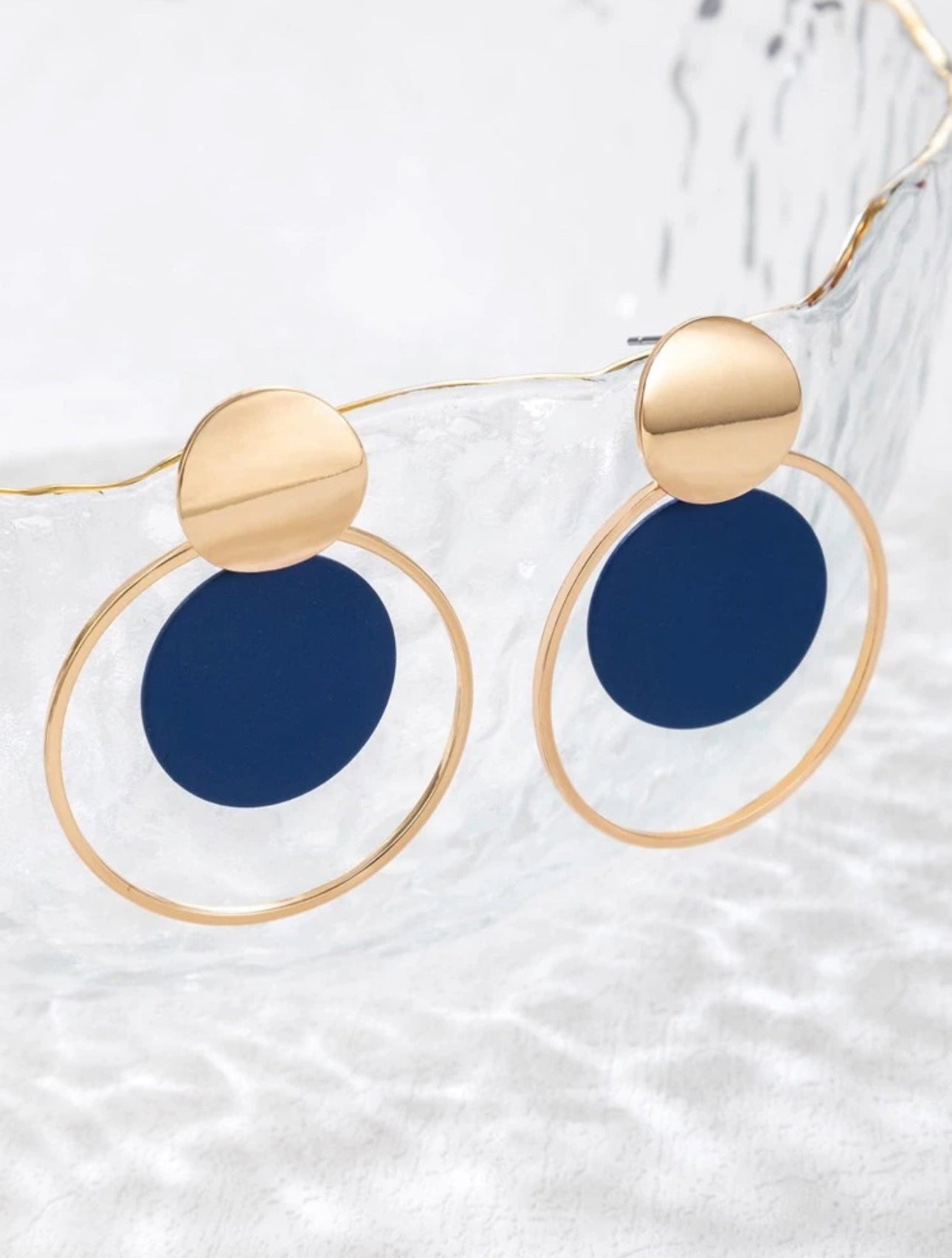 Boucle d'oreilles ronds à blocs de couleurs