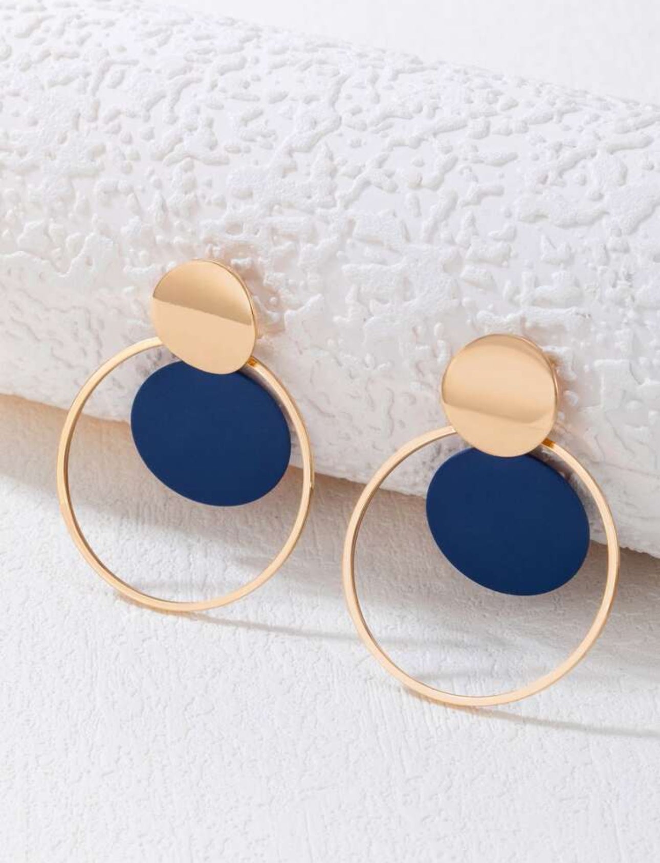 Boucle d'oreilles ronds à blocs de couleurs