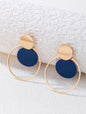 Boucles d’Oreilles Élégantes – Cercle Doré & Bleu Intense