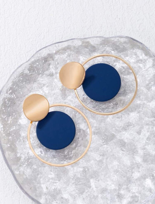 Boucle d'oreilles ronds à blocs de couleurs